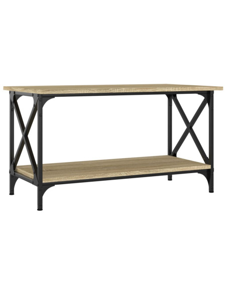 Tavolino Rovere Sonoma 80x45x45 cm in Legno Multistrato e Ferro