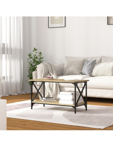 Tavolino Rovere Sonoma 80x45x45 cm in Legno Multistrato e Ferro