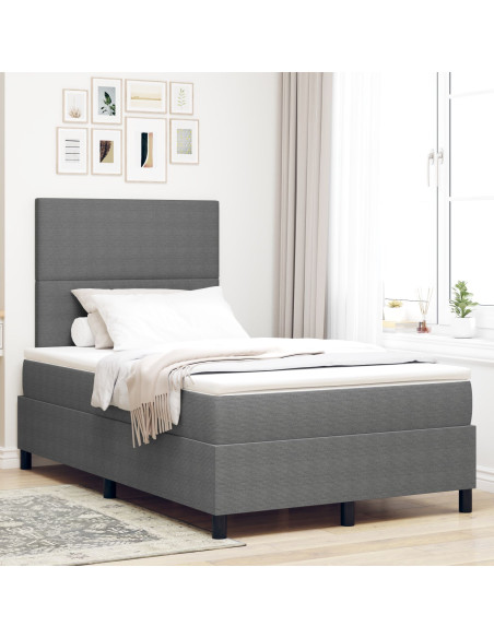 Letto a molle con testiera Grigio chiaro e bianco 120 x 190 cm