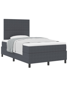 Letto a molle con testiera Grigio Scuro e Bianco 120 x 190 cm