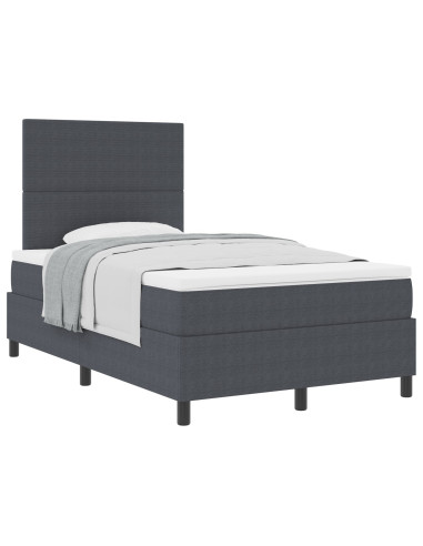 Letto a molle con testiera Grigio Scuro e Bianco 120 x 190 cm