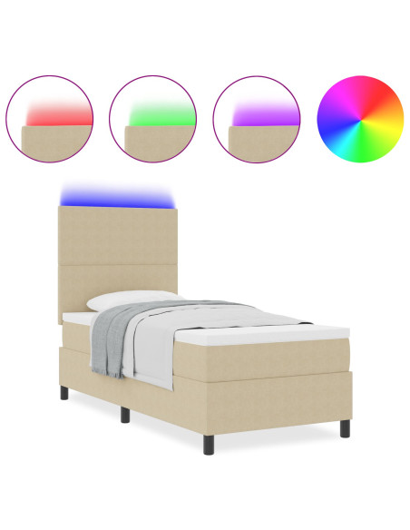 Letto a Sorgente LED Grigio chiaro e bianco 80 x 200 cm