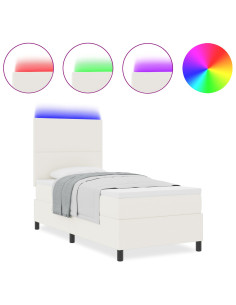 Letto a Sorgente LED con testiera Crema e Bianco 90 x 190 cm