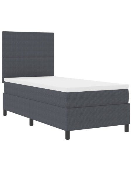 Letto a molle con testiera Grigio Scuro e Bianco 80 x 200 cm