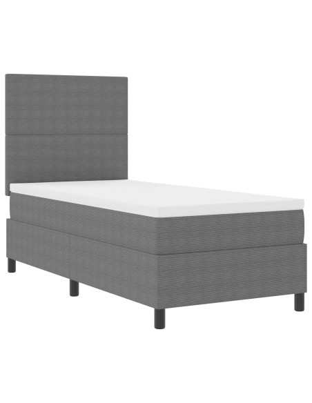 Letto a Box Spring con Materasso Grigio Chiaro Singolo Tessuto Corduroy
