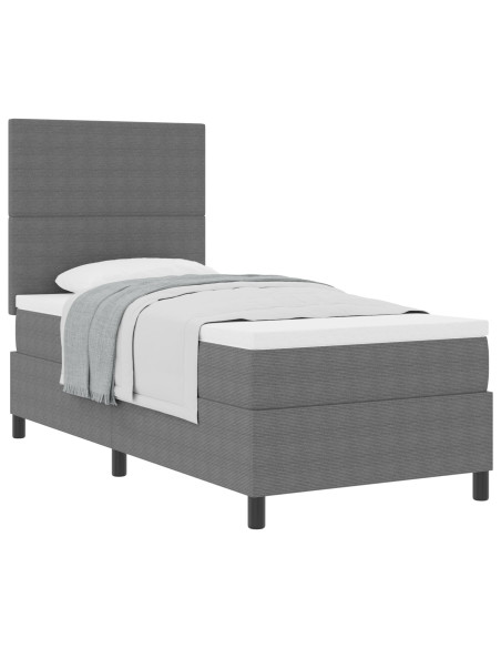 Letto a Box Spring con Materasso Grigio Chiaro Singolo Tessuto Corduroy