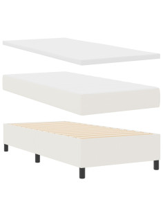 Letto a molle Crema e Bianco 90 x 190 cm Tessuto in Cords 2