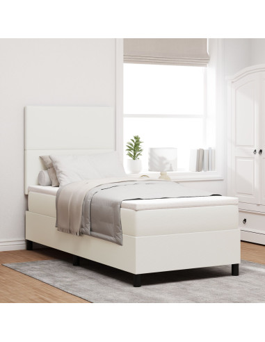 Letto a molle Crema e Bianco 90 x 190 cm Tessuto in Cords