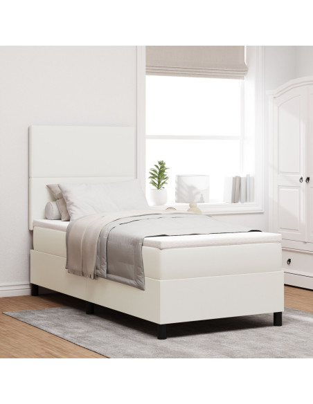 Letto a molle Crema e Bianco 90 x 190 cm Tessuto in Cords