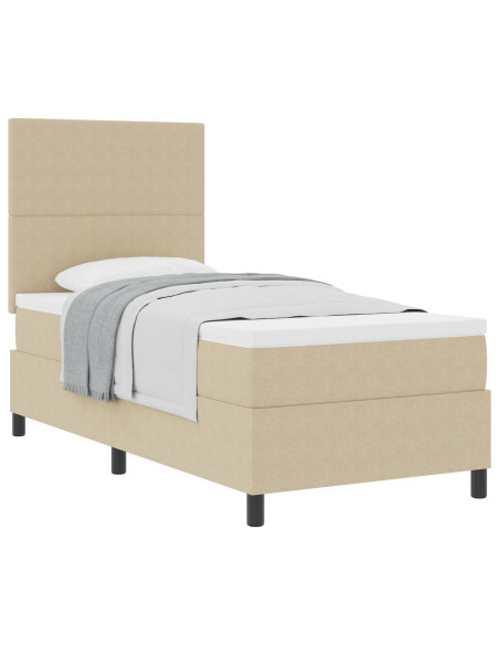 Letto con Box Spring con Materasso Verde Chiaro Grigio Singolo Tessuto in Corduroy