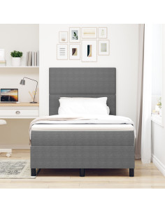 Letto a molle con testiera Grigio chiaro e bianco 120 x 190 cm 2