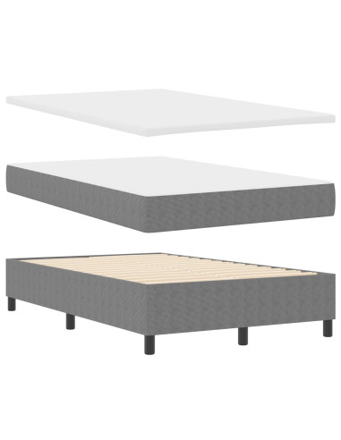 Letto a molle con testiera Grigio chiaro e bianco 120 x 190 cm