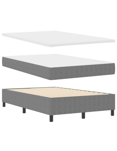 Letto a molle con testiera Grigio chiaro e bianco 120 x 190 cm