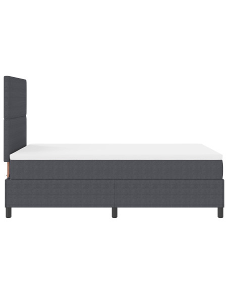 Letto a molle con testiera Grigio Scuro e Bianco 120 x 190 cm