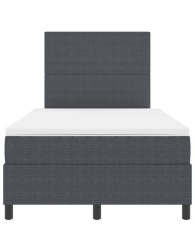 Letto a molle con testiera Grigio Scuro e Bianco 120 x 190 cm