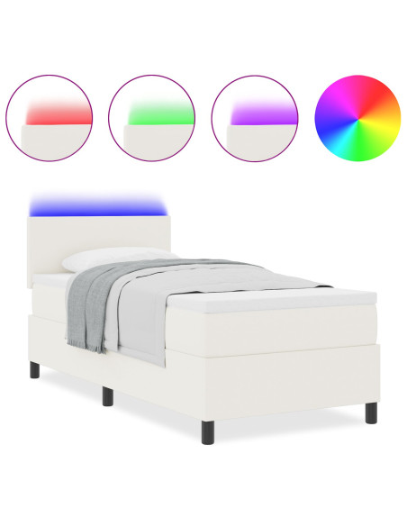 Letto a Doghe  con Materasso & LED Crema 80x200 cm Tessuto a Velluto