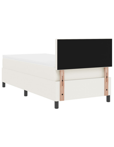 Letto con Rete a Molla  con Materasso & Luce LED Crema Singolo in Tessuto in Velluto