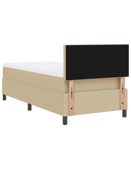 Letto con Box Spring, Materasso & Luce LED Verde Grigio Singolo, Tessuto in Corduroy