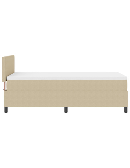 Letto con Box Spring, Materasso & Luce LED Verde Grigio Singolo, Tessuto in Corduroy
