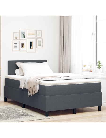 Letto con Rete  con Materasso & LED Grigio Scuro Piccolo Doppio Velluto