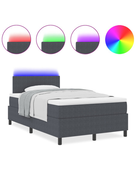Letto con Rete  con Materasso & LED Grigio Scuro Piccolo Doppio Velluto