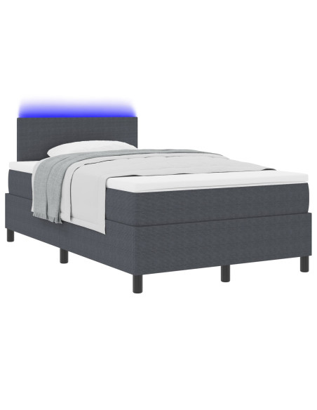 Letto con Rete  con Materasso & LED Grigio Scuro Piccolo Doppio Velluto