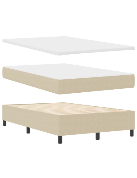 Letto Box Spring  con Materasso & Luce LED Grigio Verde Piccolo Letto Doppio Tessuto Corduroy