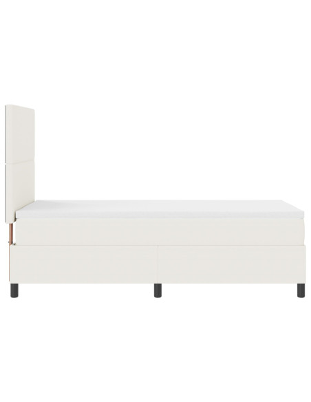 Letto con Box Spring  e Materasso & LED Crema Singolo Tessuto a Coste