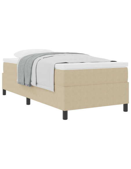 Letto con Rete e Materasso Verde Chiaro Grigio 80x200 cm in Tessuto di Panna