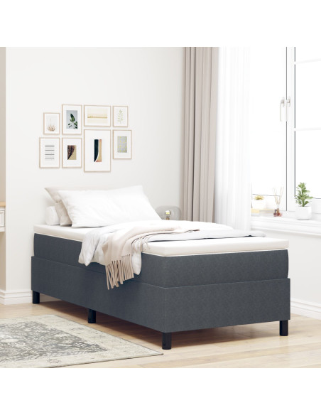 Letto a Box Spring con Materasso Grigio Scuro Singolo in Tessuto a Coste
