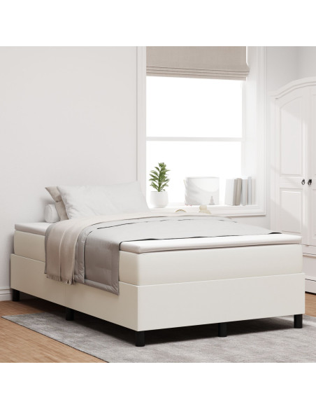 Letto a Molle con Materasso Crema Matrimoniale Velluto