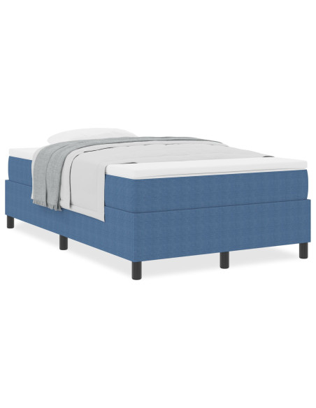 Letto con Rete a Molle e Materasso Blu Piccolo Doppio in Tessuto a Coste