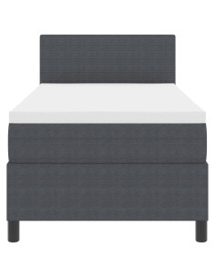 Letto a molle con testiera Grigio Scuro e Bianco 80 x 200 cm 2