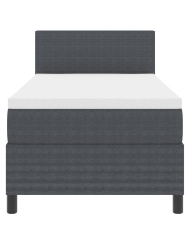 Letto a molle con testiera Grigio Scuro e Bianco 80 x 200 cm