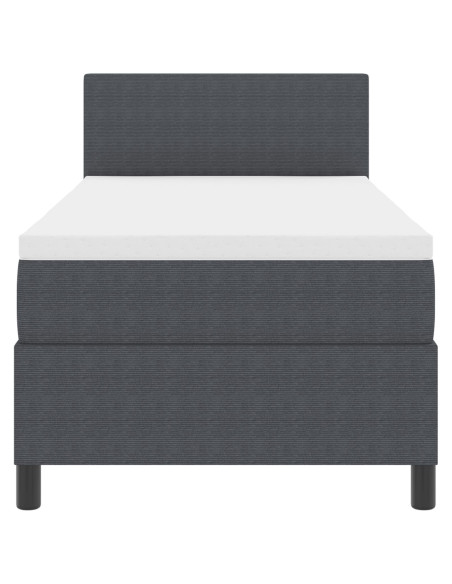 Letto con Box Spring  con Materasso Grigio Scuro 80x200 cm Tessuto di Corduroy
