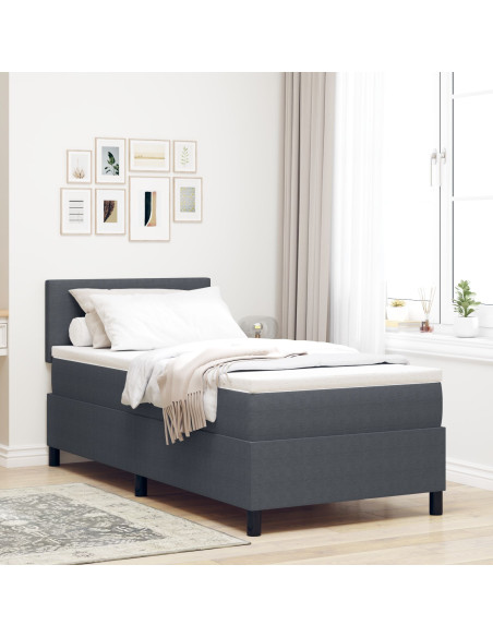 Letto con Box Spring  con Materasso Grigio Scuro 80x200 cm Tessuto di Corduroy