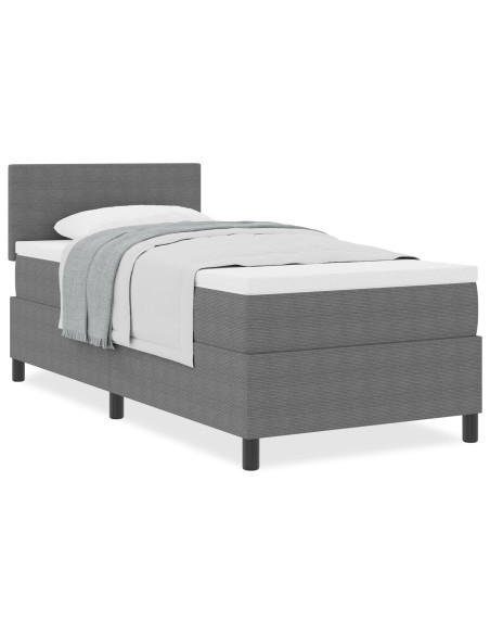 Letto Box Spring con Materasso Grigio Singolo in Corduroy