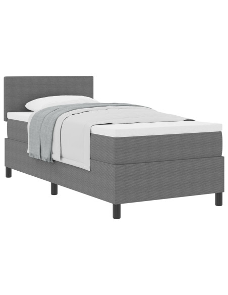 Letto Box Spring con Materasso Grigio Singolo in Corduroy