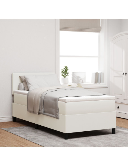 Letto Box Spring  con Materasso Panna Singolo Tessuto Corduroy