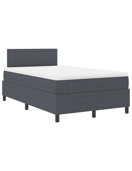 Letto Box Spring con Materasso Grigio Scuro Piccolo Matrimoniale Tessuto in Corduroy