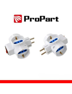 PROPART ADATTATORE 3 PRESE 2P+T 10/16A BIPASSO/SCHUKO CON INTERRUTT. SPINA SCHUKO