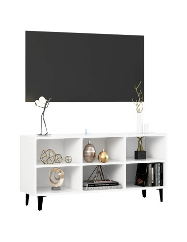 Mobile TV con Gambe in Metallo Bianco 103,5x30x50 cm