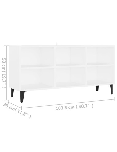 Mobile TV con Gambe in Metallo Bianco 103,5x30x50 cm