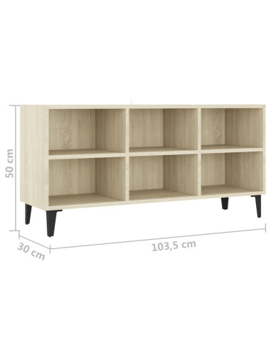 Mobile TV con Gambe in Metallo Rovere Sonoma 103,5x30x50 cm