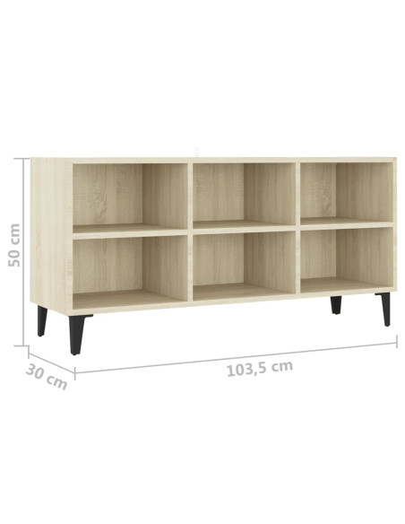 Mobile TV con Gambe in Metallo Rovere Sonoma 103,5x30x50 cm