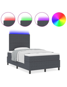 Letto a Sorgente LED Grigio Scuro e Bianco 120 x 190 cm 2