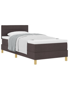 Letto a molle con materasso Marrone Scuro 80 x 200 cm Tessuto