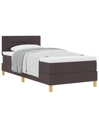 Letto a molle con materasso Marrone Scuro 80 x 200 cm Tessuto