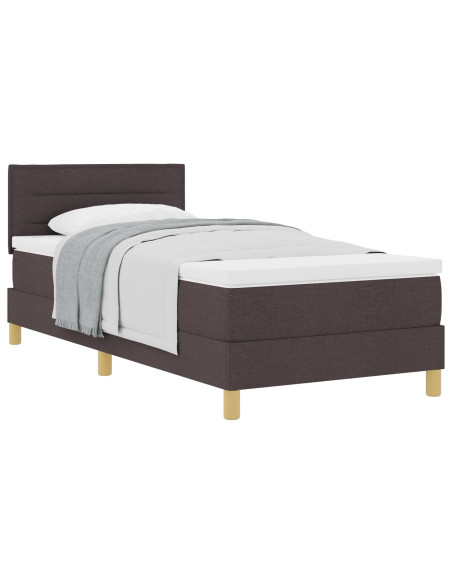 Letto con Box Spring e Materasso Marrone Scuro 80x200 cm Tessuto