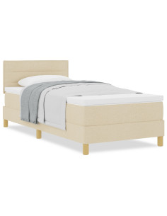Letto a molle con materasso Crema 80 x 200 cm Tessuto 2